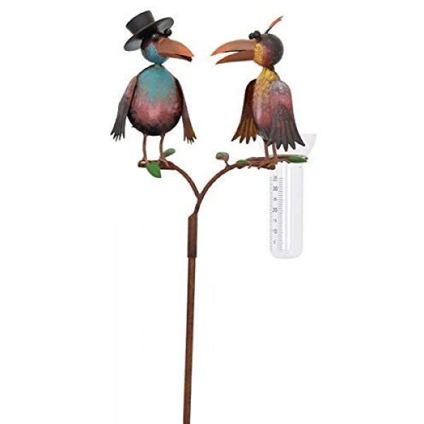 E-X Metall Regenmesser mit Raben