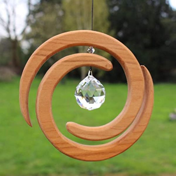 Mitienda Helix Sonnenfänger Windrad aus Holz mit Kristall