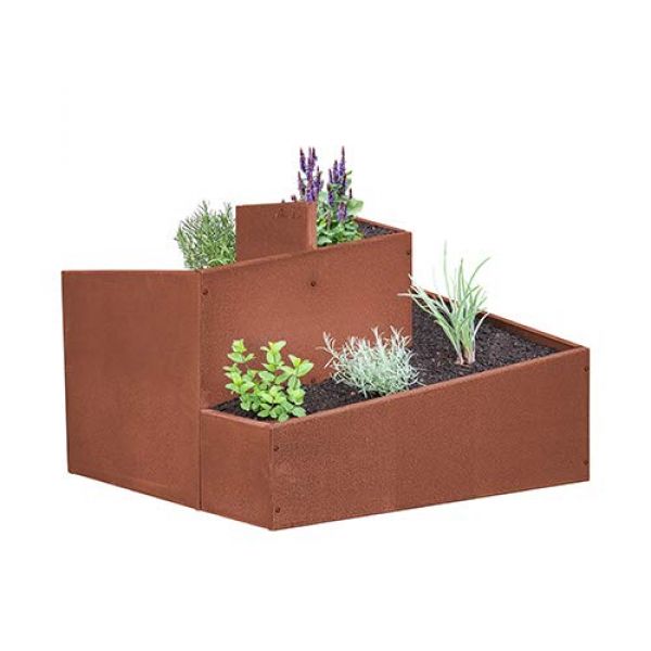 eckige prima terra Kräuterschnecke mit Edelrost