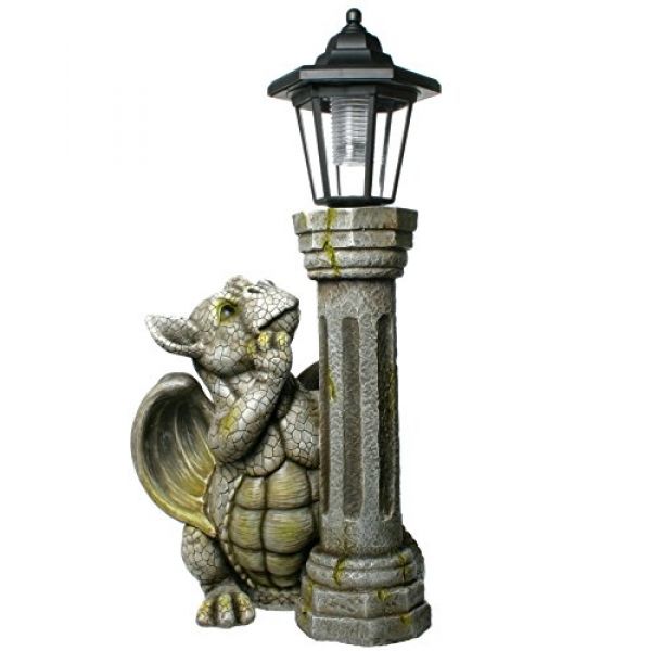Drachen-Gartenfigur mit Solarlampe