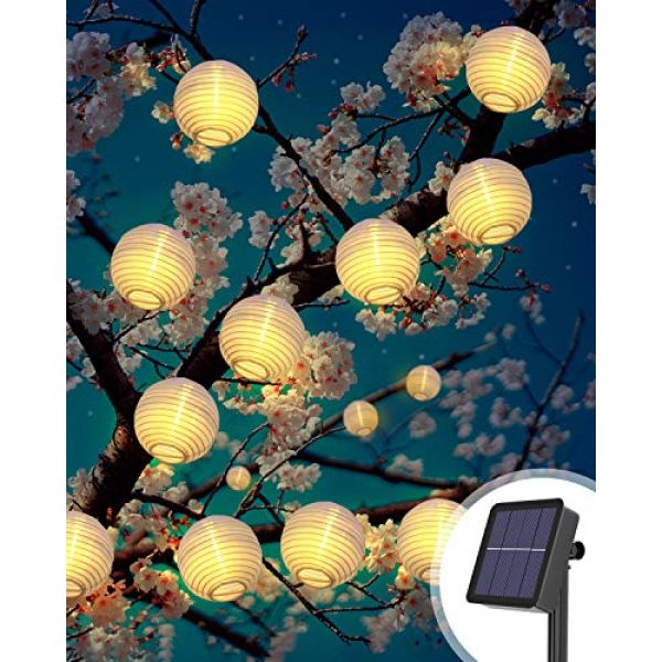 Litogo Outdoor Solar Lampion weiß, warmweiß Lichterkette