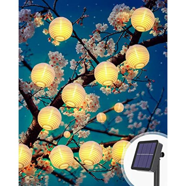Litogo Outdoor Solar Lampion weiß, warmweiß Lichterkette
